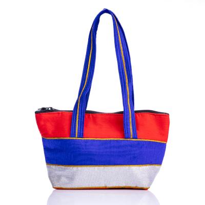Stripped Blue With Red Punch Eco-Friendly Hemp Bag